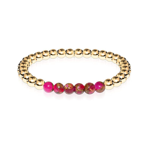 Inspiriert | 18 Karat Gold | Neuer roter Achat | Edelstein-Ausdrucksarmband